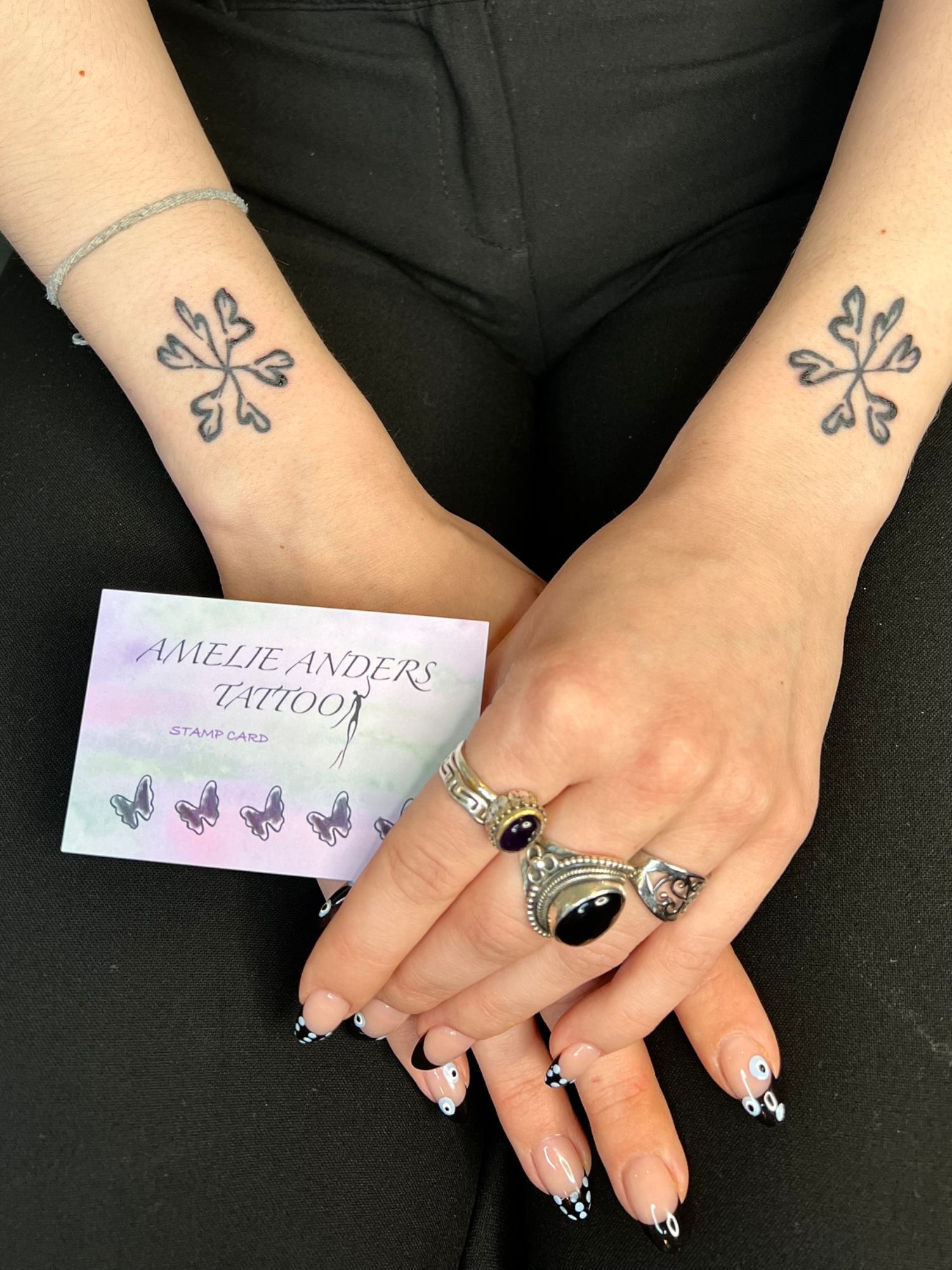 Stamp Card (wrist tattoos done by me)